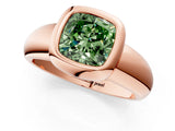 Rose gold Bezel Set Fancy Green Cushion  Solitaire Ring with Wide Band 1