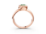 Rose gold Bezel Set Fancy Green Cushion  Solitaire Ring with Wide Band 3