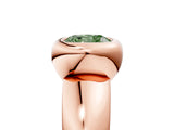 Rose gold Bezel Set Fancy Green Cushion  Solitaire Ring with Wide Band 5