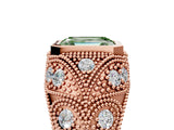 Rose gold Bezel Set Fancy Green Emerald Cut Diamond Milgrain Band Ring_5