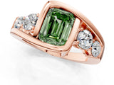 Rose gold Bezel Set Fancy Green Emerald Cut Diamond Split Shank Ring_1