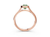 Rose gold Bezel Set Fancy Green Emerald  Cut Solitaire Ring with Tapered Band 4