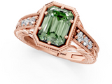 Rose gold Bezel Set Fancy Green Emerald  Diamond Milgrain Pave Engagement Ring_33
