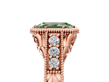 Rose gold Bezel Set Fancy Green Emerald  Diamond Milgrain Pave Engagement Ring_37