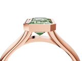 Rose gold Bezel Set Fancy Green Emerald  Solitaire Diamond Ring with Smooth Band 5