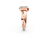 Rose gold Bezel Set Fancy Green Emerald  Solitaire Ring with Wide Band 2