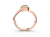 Rose gold Bezel Set Fancy Green Emerald  Solitaire Ring with Wide Band 3
