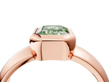 Rose gold Bezel Set Fancy Green Emerald  Solitaire Ring with Wide Band 4