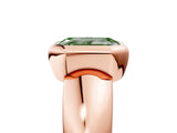 Rose gold Bezel Set Fancy Green Emerald  Solitaire Ring with Wide Band 5