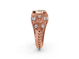 Rose gold Bezel Set Fancy Green Heart Cut Diamond Milgrain Band Ring_2