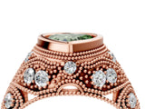 Rose gold Bezel Set Fancy Green Heart Cut Diamond Milgrain Band Ring_4