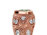 Rose gold Bezel Set Fancy Green Heart Cut Diamond Milgrain Band Ring_5