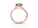 Rose gold Bezel Set Fancy Green Heart  Cut Solitaire Ring with Tapered Band 3