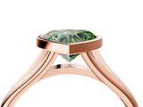 Rose gold Bezel Set Fancy Green Heart  Cut Solitaire Ring with Tapered Band 4