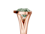 Rose gold Bezel Set Fancy Green Heart  Cut Solitaire Ring with Tapered Band 5