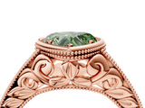 Rose gold Bezel Set Fancy Green Heart  Diamond Milgrain Pave Engagement Ring_4