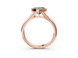 Rose gold Bezel Set Fancy Green Heart  Solitaire Diamond Ring with Smooth Band 3