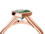 Rose gold Bezel Set Fancy Green Heart  Solitaire Diamond Ring with Smooth Band 4