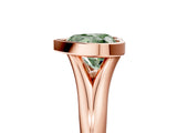 Rose gold Bezel Set Fancy Green Heart  Solitaire Diamond Ring with Smooth Band 5