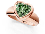 Rose gold Bezel Set Fancy Green Heart  Solitaire Ring with Wide Band 1