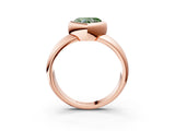 Rose gold Bezel Set Fancy Green Heart  Solitaire Ring with Wide Band 3