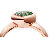 Rose gold Bezel Set Fancy Green Heart  Solitaire Ring with Wide Band 4