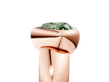Rose gold Bezel Set Fancy Green Heart  Solitaire Ring with Wide Band 5