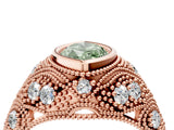 Rose gold Bezel Set Fancy Green Marquise Cut Diamond Milgrain Band Ring_4