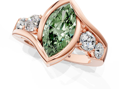 Rose gold Bezel Set Fancy Green Marquise Cut Diamond Split Shank Ring_1