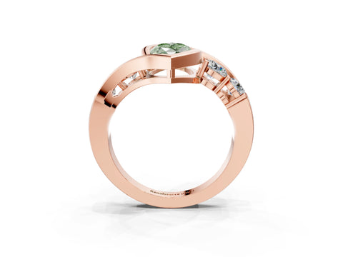 Rose gold Bezel Set Fancy Green Marquise Cut Diamond Split Shank Ring_3