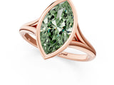 Rose gold Bezel Set Fancy Green Marquise  Cut Solitaire Ring with Tapered Band 3