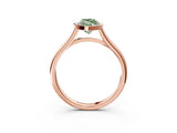Rose gold Bezel Set Fancy Green Marquise  Cut Solitaire Ring with Tapered Band 5