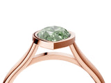 Rose gold Bezel Set Fancy Green Marquise  Cut Solitaire Ring with Tapered Band
