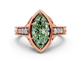 Rose gold Bezel Set Fancy Green Marquise  Diamond Milgrain Pave Engagement Ring_33