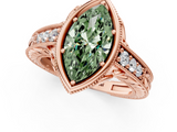 Rose gold Bezel Set Fancy Green Marquise  Diamond Milgrain Pave Engagement Ring_34