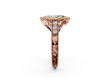 Rose gold Bezel Set Fancy Green Marquise  Diamond Milgrain Pave Engagement Ring_35