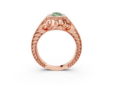 Rose gold Bezel Set Fancy Green Marquise  Diamond Milgrain Pave Engagement Ring_36