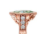 Rose gold Bezel Set Fancy Green Marquise  Diamond Milgrain Pave Engagement Ring_38