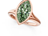 Rose gold Bezel Set Fancy Green Marquise  Solitaire Diamond Ring with Smooth Band 2