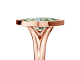 Rose gold Bezel Set Fancy Green Marquise  Solitaire Diamond Ring with Smooth Band