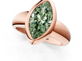 Rose gold Bezel Set Fancy Green Marquise  Solitaire Ring with Wide Band 1