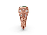 Rose gold Bezel Set Fancy Green Oval Cut Diamond Milgrain Band Ring_2