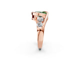 Rose gold Bezel Set Fancy Green Oval Cut Diamond Split Shank Ring_2