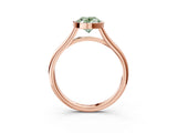 Rose gold Bezel Set Fancy Green Oval  Cut Solitaire Ring with Tapered Band 3