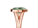 Rose gold Bezel Set Fancy Green Oval  Cut Solitaire Ring with Tapered Band 5