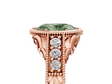 Rose gold Bezel Set Fancy Green Oval  Diamond Milgrain Pave Engagement Ring_38