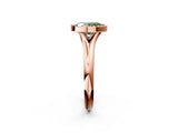 Rose gold Bezel Set Fancy Green Oval  Solitaire Diamond Ring with Smooth Band 3
