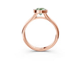 Rose gold Bezel Set Fancy Green Oval  Solitaire Diamond Ring with Smooth Band 4