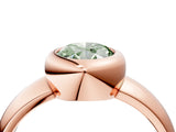 Rose gold Bezel Set Fancy Green Oval  Solitaire Ring with Wide Band 4
