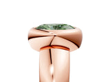Rose gold Bezel Set Fancy Green Oval  Solitaire Ring with Wide Band 5